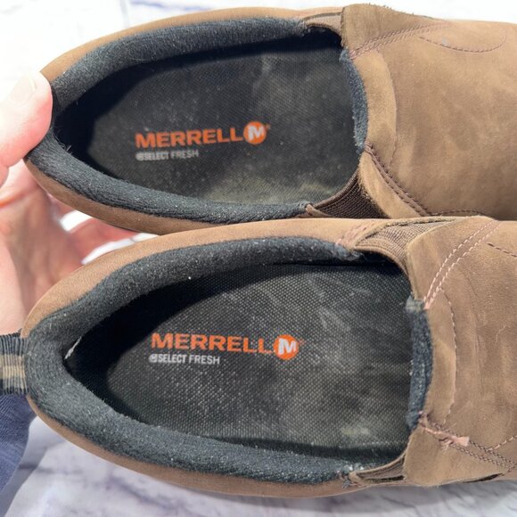 Merrell Men Jungle Moc Shoes 10.5 Brown Nubuck Slip On Hiking Walking Waterproof - Picture 12 of 12